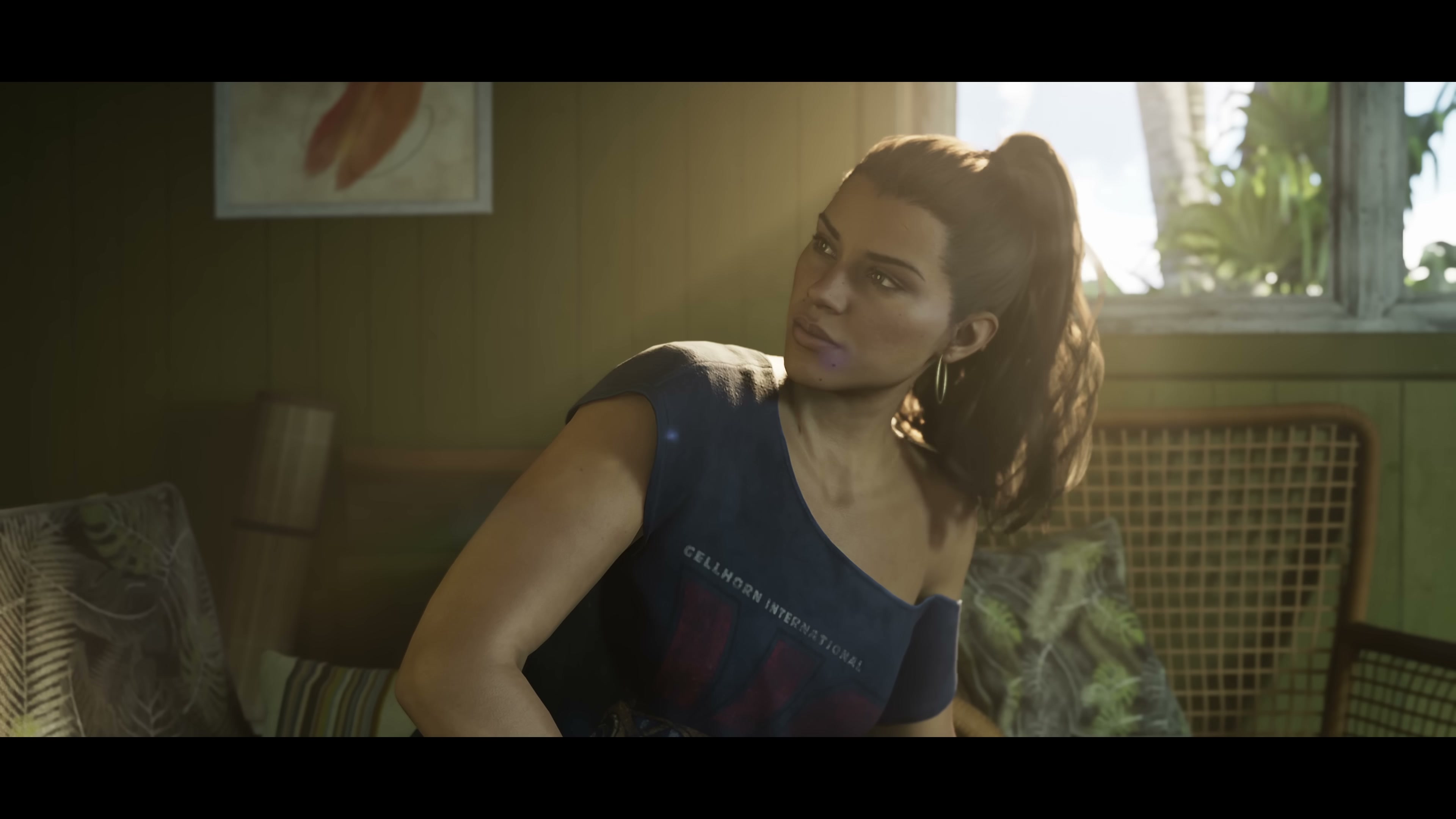 Grand Theft Auto VI Trailer 2 — 1:57 Lucia in a Vice City interior shot from Grand Theft Auto VI Trailer 2